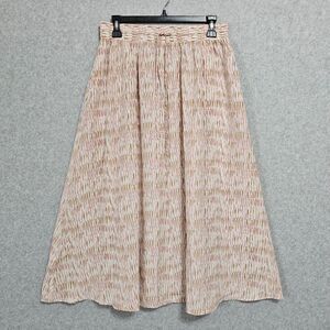 Lou & Grey Womens Maxi Skirt Size S Pink Tan Silk Blend Pockets Adjustable Waist